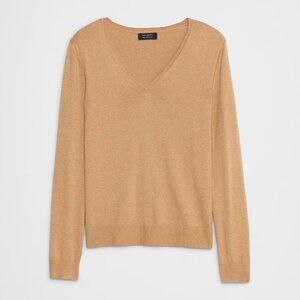 NWT - Banana Republic Factory Women's Forever V-Neck Sweater Camel Size Large